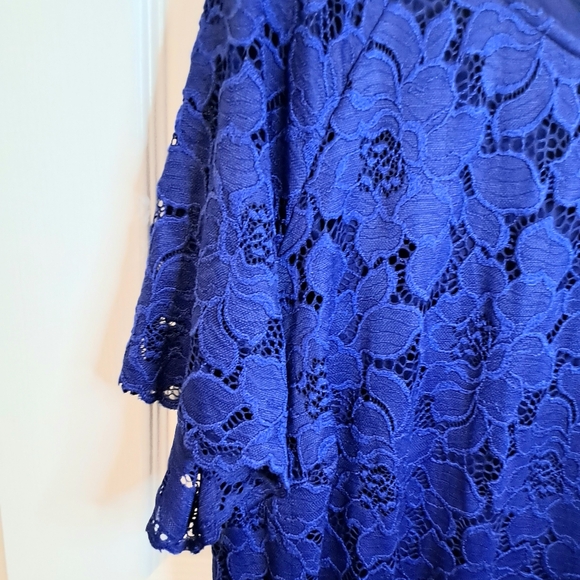 Perceptions Plus Short Sleeve Floral Lace Sheath Dress Cobalt Blue Size 22W NWT. - Picture 3 of 10
